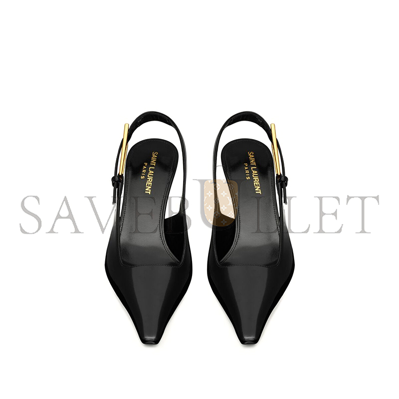 YSL LEE SLINGBACK PUMPS IN GLAZED LEATHER 799704AAAZY1000